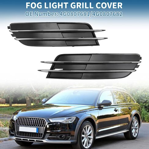 Fog Light Grill No.4G0807681/4G0807682 20.67"x4.92" Front Lower Bumper Fog Light Cover Inserts for Audi A6 2012-2015 ABS Black Silver Tone in Saudi Arabia
