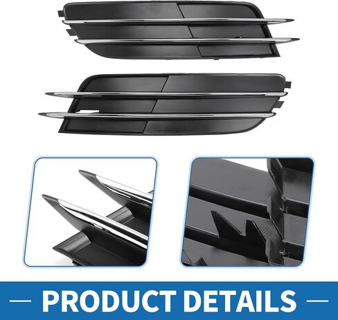 Fog Light Grill No.4G0807681/4G0807682 20.67"x4.92" Front Lower Bumper Fog Light Cover Inserts for Audi A6 2012-2015 ABS Black Silver Tone in Saudi Arabia