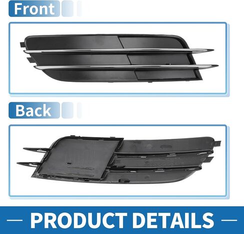 Fog Light Grill No.4G0807681/4G0807682 20.67"x4.92" Front Lower Bumper Fog Light Cover Inserts for Audi A6 2012-2015 ABS Black Silver Tone in Saudi Arabia