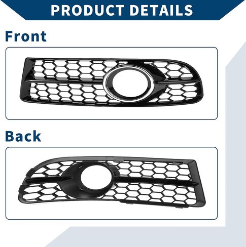 No.8E0807681F/8E0807682F Fog Light Grill for Audi A4 B7 S4 2005-2008 Front Left Right Front Lower Bumper Fog Light Cover Inserts ABS 1 Pair Black Silver Tone in Saudi Arabia