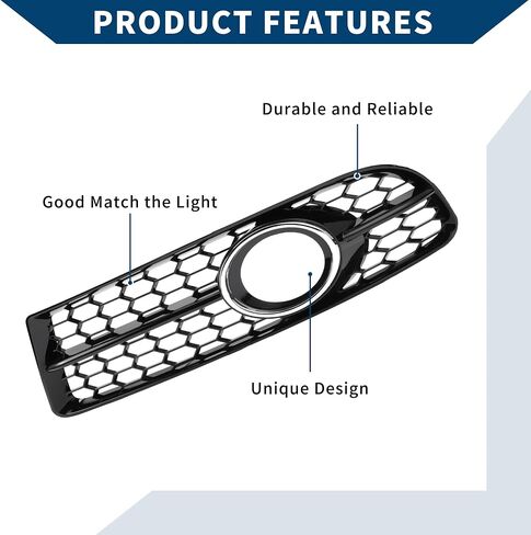 No.8E0807681F/8E0807682F Fog Light Grill for Audi A4 B7 S4 2005-2008 Front Left Right Front Lower Bumper Fog Light Cover Inserts ABS 1 Pair Black Silver Tone in Saudi Arabia