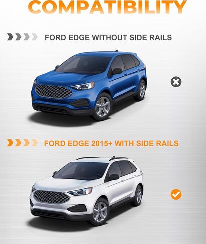 قضبان متقاطعة لرف السقف بوزن 260 رطل من Snailfly تناسب Ford Edge 2015-2024 مع قضبان جانبية قابلة للتعديل وقابلة للقفل باللون الأسود in Kuwait