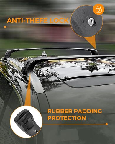 قضبان متقاطعة لرف السقف بوزن 260 رطل من Snailfly تناسب Ford Edge 2015-2024 مع قضبان جانبية قابلة للتعديل وقابلة للقفل باللون الأسود in Kuwait