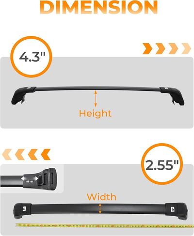 قضبان متقاطعة لرف السقف بوزن 260 رطل من Snailfly تناسب Ford Edge 2015-2024 مع قضبان جانبية قابلة للتعديل وقابلة للقفل باللون الأسود in Kuwait