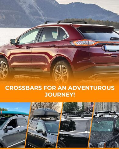 قضبان متقاطعة لرف السقف بوزن 260 رطل من Snailfly تناسب Ford Edge 2015-2024 مع قضبان جانبية قابلة للتعديل وقابلة للقفل باللون الأسود in Kuwait