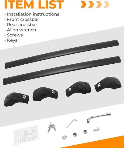 قضبان متقاطعة لرف السقف بوزن 260 رطل من Snailfly تناسب Ford Edge 2015-2024 مع قضبان جانبية قابلة للتعديل وقابلة للقفل باللون الأسود in Kuwait