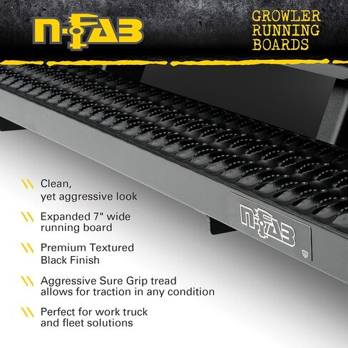 N-Fab Growler Steps for RAM | Cab Length, Rust-Proof Aluminum, Textured Black | GFD19CC-TX | Fits 2019-2024 RAM 1500 New Body Style Crew Cab in Saudi Arabia