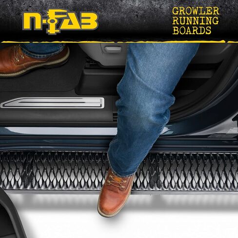N-Fab Growler Steps for RAM | Cab Length, Rust-Proof Aluminum, Textured Black | GFD19CC-TX | Fits 2019-2024 RAM 1500 New Body Style Crew Cab in Saudi Arabia