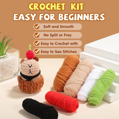 مجموعة الكروشيه WSICSE للمبتدئين، مجموعة أدوات الحياكة الحيوانية مع دروس فيديو خطوة بخطوة، مجموعة كابيبارا الكروشيه للمبتدئين للبالغين والأطفال in Kuwait