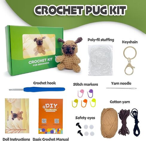 مجموعة أدوات الكروشيه للمبتدئين، مجموعة Amigurumi Crochet للمبتدئين مع فيديو تعليمي خطوة بخطوة، مجموعات حياكة سهلة للحيوانات للأطفال والكبار هدية دمية كروشيه in Kuwait