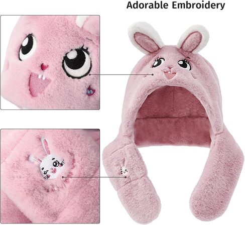 Winter Fuzzy Hat for Kids Cartoon Hooded Scarf Toddler Boys and Girls in Saudi Arabia