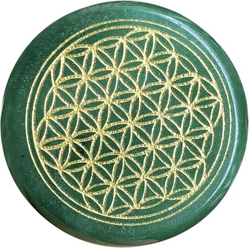 35mm Flower of Life Palm Stone, Carving Flat Round Gemstone Orgone Energy Pocket Stones Healing Crystal in Saudi Arabia