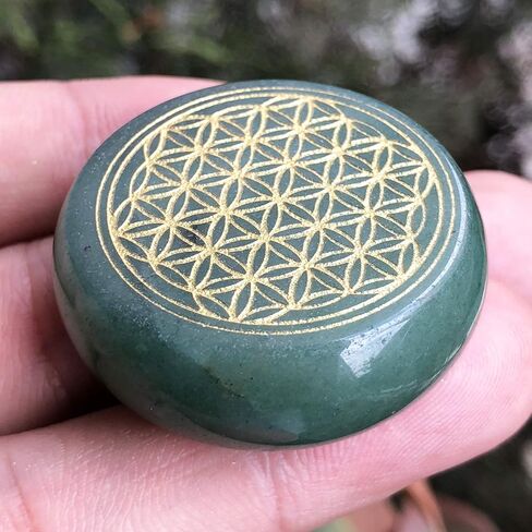 35mm Flower of Life Palm Stone, Carving Flat Round Gemstone Orgone Energy Pocket Stones Healing Crystal in Saudi Arabia