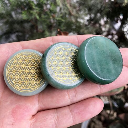 35mm Flower of Life Palm Stone, Carving Flat Round Gemstone Orgone Energy Pocket Stones Healing Crystal in Saudi Arabia