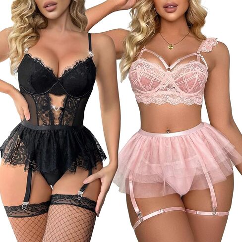 أطقم ملابس داخلية نسائية من الدانتيل مع أحزمة رباط in Kuwait