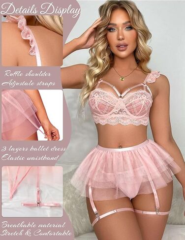 أطقم ملابس داخلية نسائية من الدانتيل مع أحزمة رباط in Kuwait