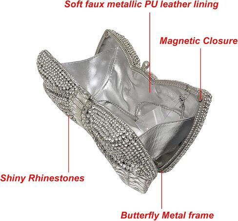 HUANG ZHUANG Bowknot Luxury Crystal Clutch Women Glitter Rhinestone Evening Bag for Party Wedding in Saudi Arabia