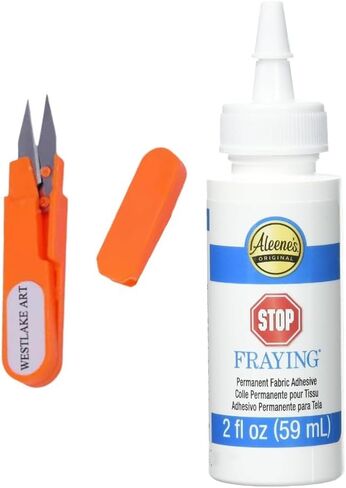 Fabric Glue Permanent Stop-Fraying Solution 2 Floz - Bundle With Embroidery Scissors - Anti Fray Glue, Flexible, Ideal For Cotton, Denim, Synthetics - [Pack Of 1] in Saudi Arabia