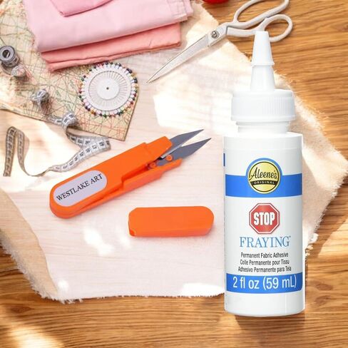 Fabric Glue Permanent Stop-Fraying Solution 2 Floz - Bundle With Embroidery Scissors - Anti Fray Glue, Flexible, Ideal For Cotton, Denim, Synthetics - [Pack Of 1] in Saudi Arabia