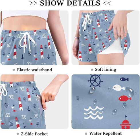 Women's Athletic Shorts Workout Running Gym Quick Dry Liner Shorts with Pockets in Saudi Arabia