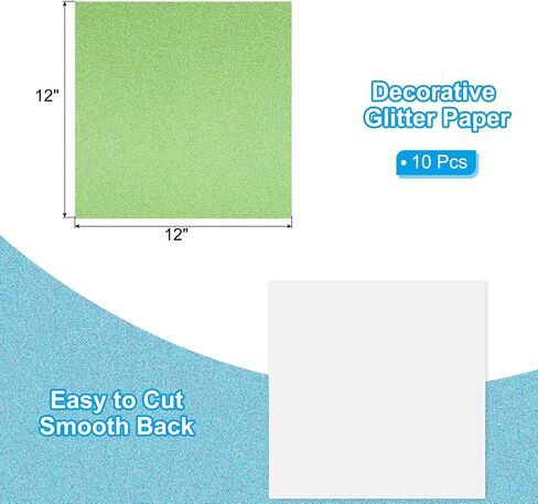 PATIKIL 10Sheets Light Green Glitter Cardstock Paper, 12 x 12 in 250gsm Square Premium Sparkly Paper Craft Cardstock Paper for Scrapbook Card Making DIY Art Projects Wedding Party in Saudi Arabia