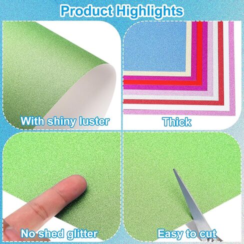 PATIKIL 10Sheets Light Green Glitter Cardstock Paper, 12 x 12 in 250gsm Square Premium Sparkly Paper Craft Cardstock Paper for Scrapbook Card Making DIY Art Projects Wedding Party in Saudi Arabia