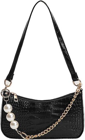 Crocodile Pattern Purses for Women with Pearl Chain Strap Shoulder Bags for Women in Kuwait