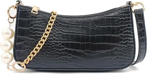 Crocodile Pattern Purses for Women with Pearl Chain Strap Shoulder Bags for Women in Kuwait