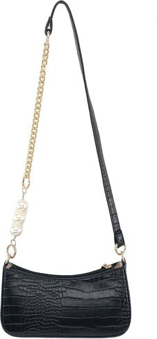 Crocodile Pattern Purses for Women with Pearl Chain Strap Shoulder Bags for Women in Kuwait