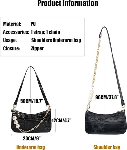 Crocodile Pattern Purses for Women with Pearl Chain Strap Shoulder Bags for Women in Kuwait