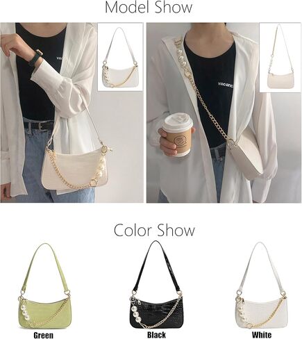 Crocodile Pattern Purses for Women with Pearl Chain Strap Shoulder Bags for Women in Kuwait
