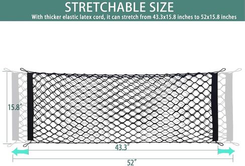 Cargo Net for Pickup Truck Bed, 50 x 18 Inch Stretchable Truck Bed Organizer with Aluminum Carabiners for Car SUV Pickup Truck in Saudi Arabia