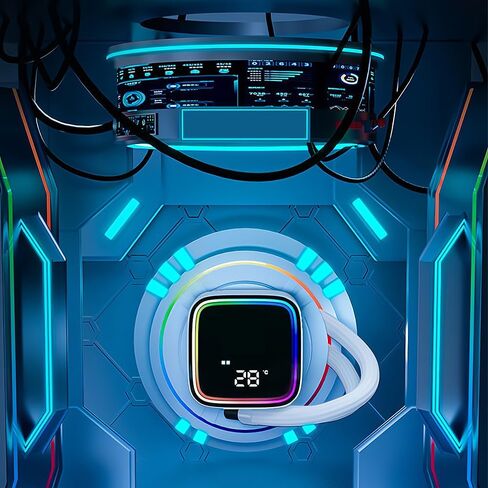 MasterFan MF140 Halo White Edition ARGB Gen2 Lighting Fan, 24 Independently LEDs, PWM Static Pressure Fan, Absorbing Pads for Computer Case & Liquid,for 5V 3-Pin ARGB in Kuwait