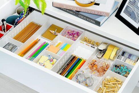 CAXXA 3 Slot Drawer Organizer with 4 Adjustable Dividers - 7 Compartments Junk Drawer Storage for Makeup & Vanity, Office Desk Supplies and Accessories, BLACK (2 pack) in Saudi Arabia