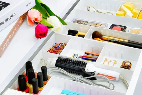 CAXXA 3 Slot Drawer Organizer with 4 Adjustable Dividers - 7 Compartments Junk Drawer Storage for Makeup & Vanity, Office Desk Supplies and Accessories, BLACK (2 pack) in Saudi Arabia