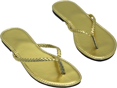 Women's Leather Flip Flops, Woven Strap PU Leather Flat Sandals Slip On Slippers Casual Beach Thongs Slides Shoes in Saudi Arabia