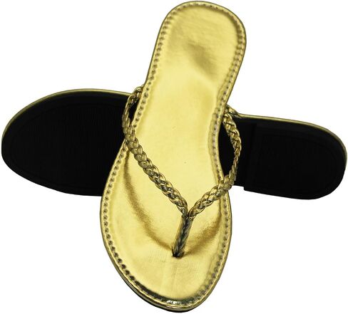 Women's Leather Flip Flops, Woven Strap PU Leather Flat Sandals Slip On Slippers Casual Beach Thongs Slides Shoes in Saudi Arabia