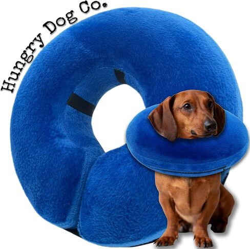 Hungry Dog Co.- Premium Inflatable Dog Collar for Dogs and Cats - Helps in Pet Recovery - Comfortable and Safe for Your Pet - Soft E-Collar – Blue, Medium (8"- 12" Neck) in Saudi Arabia