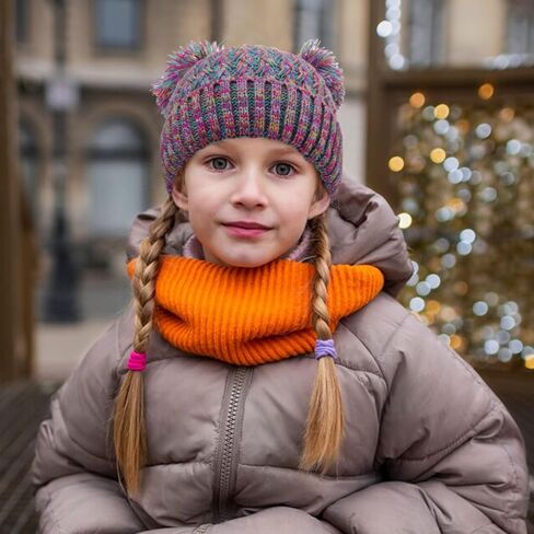 Kids Winter Hat Warm Knitted Beanies with Double Pom Pom Thick Ski Cap for Boys Girls 7-12 Years in Saudi Arabia