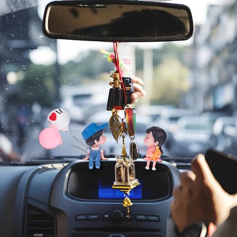 LIFKOME 1 زوج سيارة الكرتون زوجين التماثيل لطيف لوحة القيادة سيارة الزينة مع أقراص العطر اكسسوارات السيارات للبنين الفتيات هدية عيد ميلاد رومانسية in Saudi Arabia