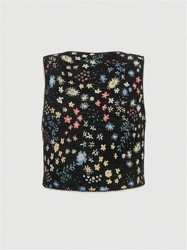 GORGLITTER Women's Plus Size Crochet Embroidered Vest Tie Front Vintage Floral Sleeveless Boho Vest Tops in Saudi Arabia