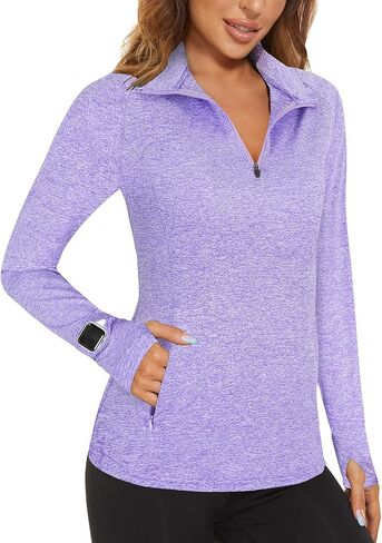 Viracy Womens Long Sleeve Workout Tops Quick Dry Half Zip Moisture Wicking Running Athletic T-Shirts with Pockets in Saudi Arabia
