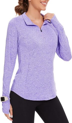 Viracy Womens Long Sleeve Workout Tops Quick Dry Half Zip Moisture Wicking Running Athletic T-Shirts with Pockets in Saudi Arabia