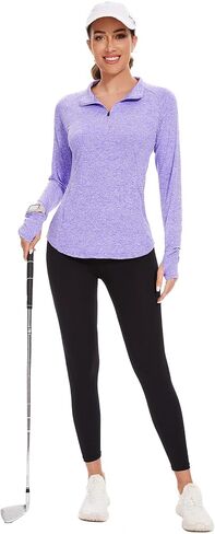 Viracy Womens Long Sleeve Workout Tops Quick Dry Half Zip Moisture Wicking Running Athletic T-Shirts with Pockets in Saudi Arabia