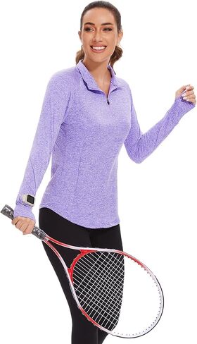 Viracy Womens Long Sleeve Workout Tops Quick Dry Half Zip Moisture Wicking Running Athletic T-Shirts with Pockets in Saudi Arabia