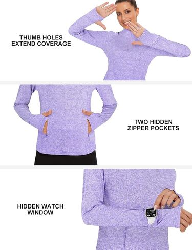 Viracy Womens Long Sleeve Workout Tops Quick Dry Half Zip Moisture Wicking Running Athletic T-Shirts with Pockets in Saudi Arabia