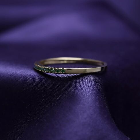 AFFY Round Cut Simulated Green Emerald Stackable Anniversary Wedding Band Ring In 14K Gold Plated 925 Sterling Silver Ring For Women in Kuwait