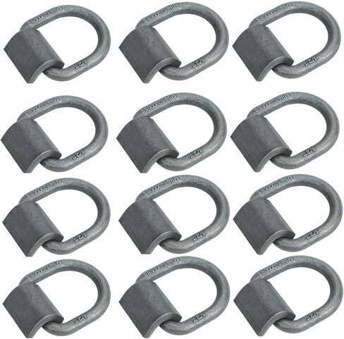 1/2" 12000LBS Heavy Duty Weld-On Forged D Ring with Welding Clips for Securing ATVs, UTVs, Riding Mowers, and Other Heavy Cargo.(12 Pack) in Saudi Arabia