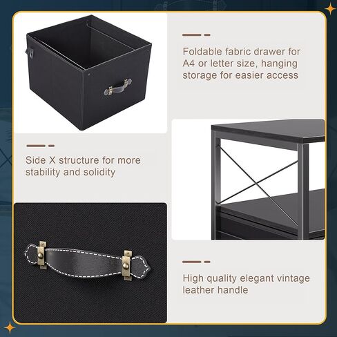 خزانة ملفات جانبية متنقلة من VECELO مع 3 أرفف تخزين مفتوحة، مثالية للمجلدات بحجم الحروف، مع عجلات قابلة للقفل، إطار فولاذي قوي، مثالية للمكتب، بني، أسود in Kuwait