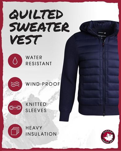 CANADA WEATHER GEAR Men's Winter Jacket - Full Zip Up Hooded Quilted Sweater Vest - Cozy Puffer Jackets for Men (Sizes:M-XXL) in Saudi Arabia